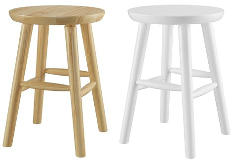 Runder Holz-Hocker als Beistelltisch oder Blumenhocker Schemel aus massiver Kiefer 90.71-42, Holzart/Holzfarbe:Kiefer