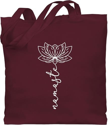 Baumwolltasche - und Wellness Geschenk - Namaste Lotusblüte Yoga Chakra - Unisize - Bordeauxrot - welness geschenke für yogalehrerin meditation joga beuteltasche jutebeutel blumen spirituelle