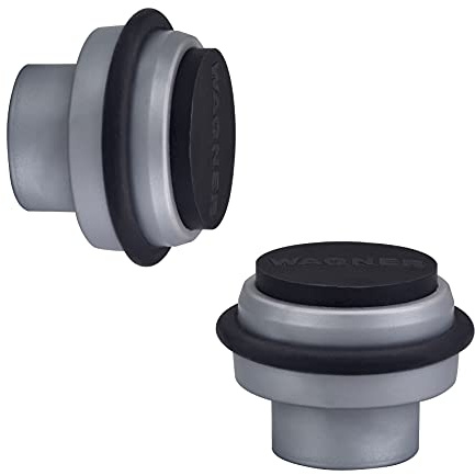 WAGNER Bodentürstopper/Wandtürstopper SILVER 2tlg. Set -Durchmesser Ø 42 x 33 mm, Kunststoff, Softanschlag thermoplastischer Kautschuk, schwarz, zum Schrauben inklusive Montagematerial - 15508302