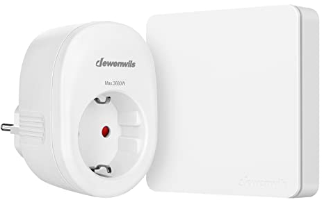 DEWENWILS Enchufe Inalámbrico con Mando a Distancia, Interruptor de Pared Inalámbrico de Encendido/Apagado, Juego de Enchufes Inalámbricos, 3680W, Interruptor de Luz Ampliable para Decoración