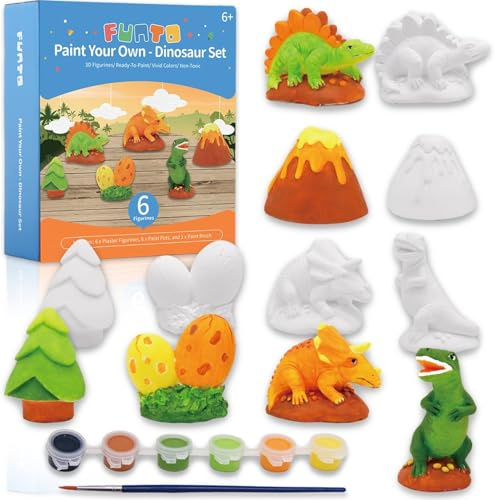 Funto Paint Your Own Dinosaurs Painting Kit, 13 PCS Kunst und Handwerk Set für Kinder, STEAM Projekte kreative Aktivität DIY Spielzeug Geschenk für Jungen & Mädchen Alter 3+
