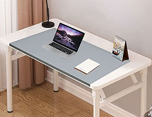 Heavyoff Schreibtischunterlage,Tischunterlage,PU-Leder wasserdichte Laptop Schreibtischmatte mit Kantenschutz für Büro und Zuhause Grau, 80x40cm