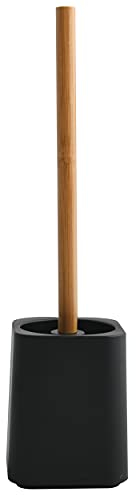 MSV Kamla Brosse WC avec récipient hygiénique Noir Mat Bambou