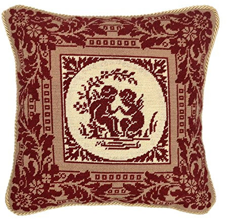 Aidalux Kit coussin à broder au demi-point de croix avec canevas imprimé, fils en coton et dos zippé 003 (rouge), Taille unique