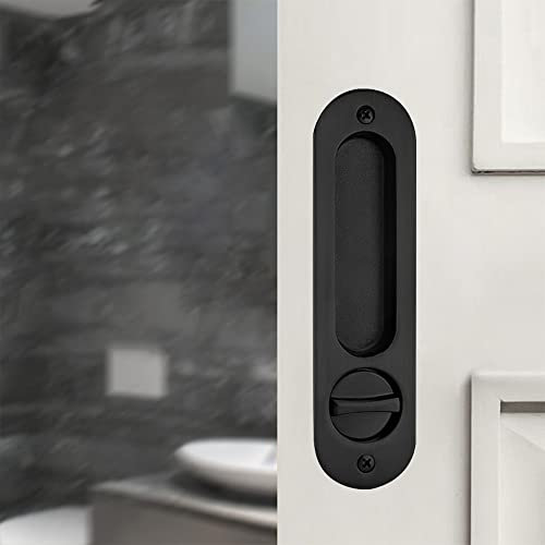 HOCONNIE Serratura per Porta Scorrevole Serratura per Porta a Scomparsa con Chiave Maniglia da Incasso Invisibile 173mm Nero