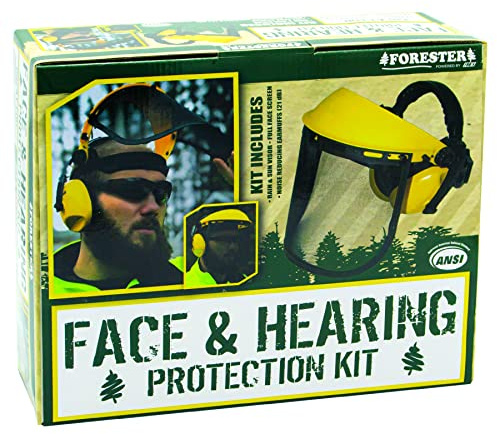 FORESTER Face Protection Equipment Kit - Visor Face Shield Ear Muffs Personal Protective Equipment Safety Gear Landscaping Tools Masks for Construction Workers Yard Work Accessories - Black and Yellow