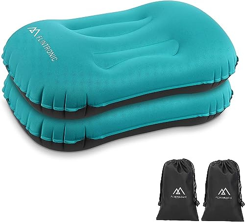 flintronic Cuscino Gonfiabile da Campeggio, 2 Pezzi Cuscino Gonfiabile Ultraleggero, Cuscini Gonfiabili da Viaggio, Cuscini da Gonfiabile Impermeabile per Spiaggia, Esterno, Escursionismo-Blu