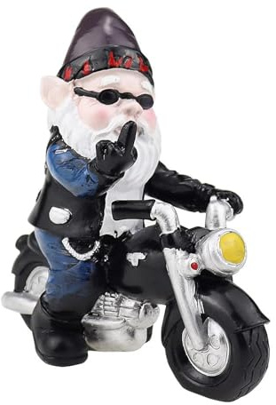 UBERMing Motorrad Zwerge für den Garten 12 x 13cm Gartendeko Zwerge Lustig Garden GNOME Statue für den Garten Dekoration für die Terasse Deko für den Balkon