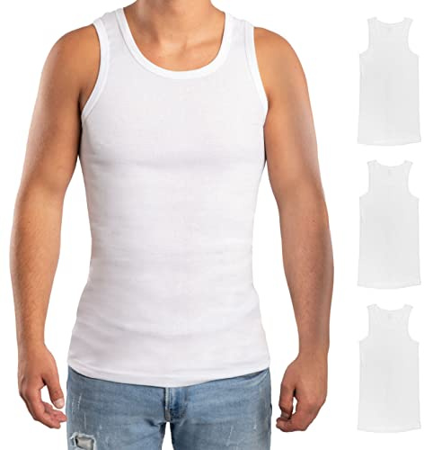 RØDER Premium 3er Pack • Unterhemd Herren• 100% gekämmte Baumwolle • Weiss • Schwarz • (S-3XL) • Tanktop (Weiss,L)