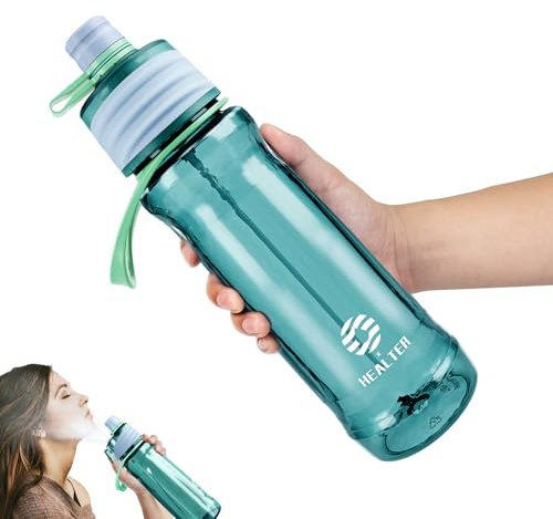 Healter 650ml Spray Water Bottles for Kids Water Bottle with Spray Mist Leakproof Misting Drinking Bottle for Cycling Hiking Climbing Outdoor Sport Hydration Cooling(Blue)