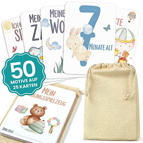 CONTRAXT Meilensteinkarten baby. Karten meine meilensteine baby meilensteine deutsch Mein erstes jahr karten meilensteinkarten schwangerschaft baby monatskarten mädchen junge (Deutsch)