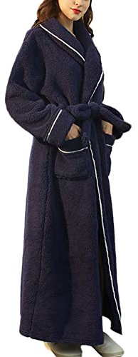 Accappatoio Unisex con Tasche e Cintura,Morbido Caldo Accappatoio in Vello di Corallo Donna Uomo Microfibra Lungo Vestaglia Invernale Pile Collo a Scialle Peluche Camicia da Notte di LussoDonne C 3XL