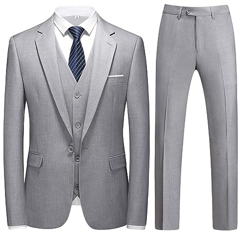 KUDMOL Herren 3-Stücke Anzug Business EIN Knopf Smoking Anzug für Männer Smoking Klassische Blazer Weste Hosen Set