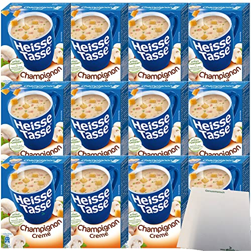 Erasco Heisse Tasse Champignon Creme Suppe 12er Pack (36 Beutel a 14g) + usy Block
