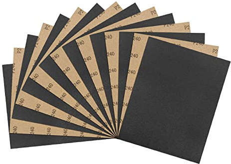LYFJXX 9 x 11 Inch 15pcs Wet Dry Sandpaper, 240 Grit Waterproof Abrasive Sand Paper, Silicon Carbide Sandpaper Sheets for Metal Wood, Auto Polishing