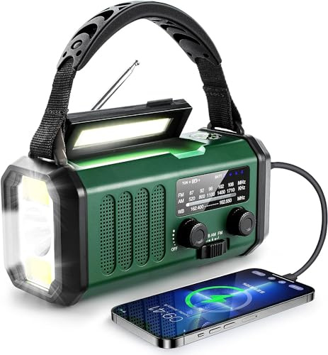SmartStuff4U Radio solaire d'urgence à manivelle - 10 000 mAh - Appareil parfait pour la maison, l'extérieur, le camping et la survie