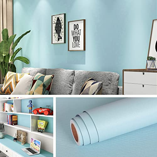 Livelynine Selbstklebende Tapete Blau Uni 40CMx10M Dekofolie Matt Wasserdichte für Küche Badezimmer Kinderzimmer Schlafzimmer Wohnzimmer