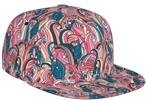 KWQDOZF Cappello a Tesa Piatta con Fiore Ornamentale Astratto Cappello Hip-Hop Berretto da Baseball per Uomo Donna Visiera Piatta Quadrata Regolabile Cappello da Camionista Posteriore