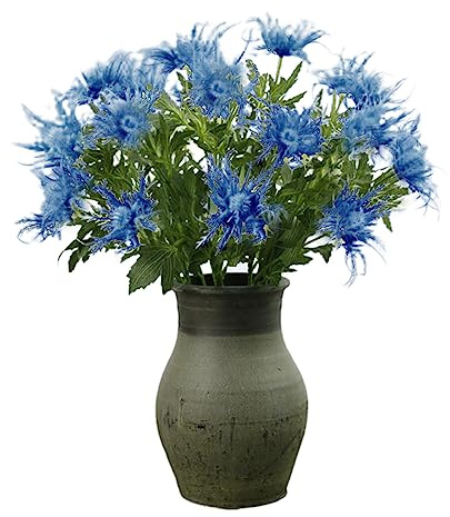 3pcs Branches de Fleurs de Chardon Artificielles, Bouquet de Fleurs de Faux Chardon Simulation Tige de Plante de Houx de Mer pour la Fête de Mariage Accessoires de Photographie de Bureau à(Bleu)