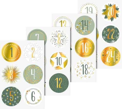 Heyda Sticker Adventszahlen 24 Stk. 4 cm Papier Selbstklebend Gold irisierend
