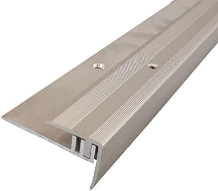 ufitec Profilsystem für Parkett- und Laminatböden - für Belagshöhen von 7-15 mm - viele Farben lieferbar (Treppenkantenprofil | 100 cm lang, Silber)