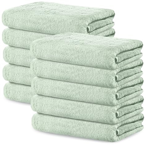 Ôhm Asciugamano Ospiti Cotone 30x50 cm Salvia Set da 10 | Asciugamano ospiti 30x50 cm 100% cotone 500 g/m², morbido, molto assorbente, asciugatura rapida, Oeko-Tex