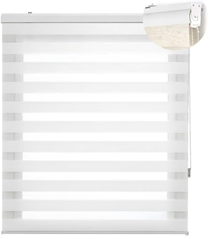 Doppelrollo ohne Bohren 30 x 230 cm Hitzeschutz, Sichtschutz Sichtschutz Rollo inklusive Montagematerial für Fenster & Tür, Weiß