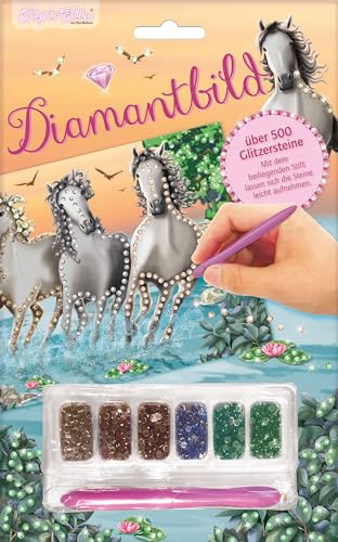 Lutz Mauder Bastelset mit über 500 Teilen * Tapir Ella weiße Pferde * 10357 | Diamantbilder für Mädchen | Geschenke | Horses II Pferd II Kinder