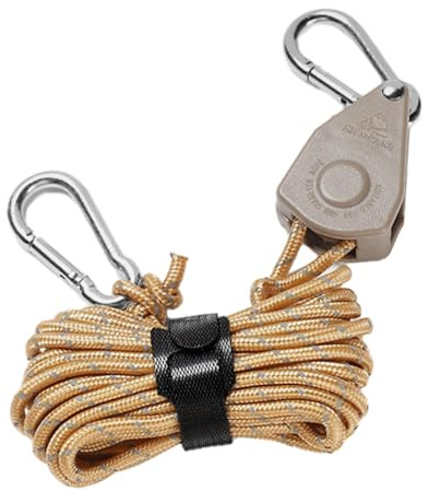 Amagogo Cintre de corde à cliquet, tendeur de corde à vent, attaches de tente, lanière sécurisée avec mousqueton pour auvent de randonnée, M and Brown