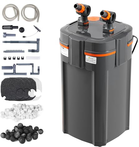 VEVOR Aquarium Filter 317GPH, 4-Stage Canister Filter 75-100 Gallon, Ultra-Quiet Internal Aquarium Filter with UV Protection, Submersible Power Filter with Multiple Function for Fish Tanks, 12W