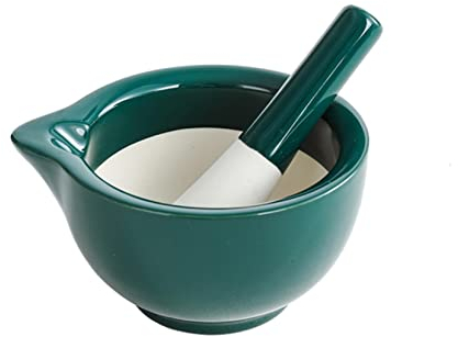 UNbit Juego de mortero y mortero de porcelana, molinillo sólido for hierbas, especias, guacamole, ajo, raíz de jengibre, fácil de usar y limpiar, mortero de piedra sólida y mortero, verde-S (Color :
