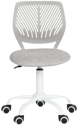 FurnitureR Bürostuhl für Jugendliche, Arbeitsstuhl ohne Armlehnen, höhenverstellbar, in Grau Morandi, eleganter Studienstuhl für Zuhause und Büro