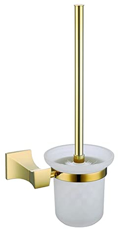 QTANZIQI Chrome Screw Wall Mounted Toilet Brush Holder with Glass Cup Toilet Cleaning Brush Toilet Polished WC Brush Holder Toilet Plunger Bathroom Accessories (Color : White) silk pillowcase