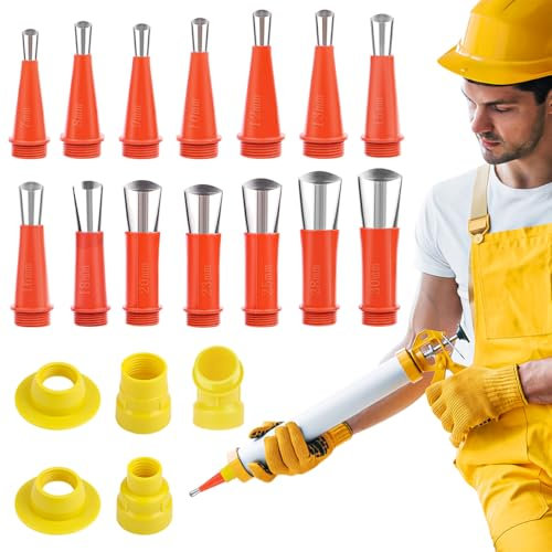 Buse Applicateur Joint Silicone, 19 Pièces Embout Silicone, Embout Cartouche Silicone Nouveauté 2024 Universel Buse Calfeutrage, Buse D'extension D'étanchéité, Ensemble D'embouts D'étanchéité