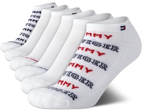 Tommy Hilfiger Calcetines deportivos invisibles para mujer – Pack de 6 calcetines de corte bajo, suaves y acolchados de alto rendimiento para mujer (Talla 4-10), Blanco, 4-10