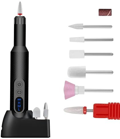 Extralink Fresa portátil para uñas de gel - lima de uñas eléctrica inalámbrica, tres velocidades, 6 puntas, indicador LED, fresa de uñas para uñas de gel, geles acrílicos, callos y uñas fresadoras