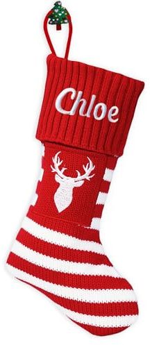 FCLYDER Große Weihnachtsstrumpf Personalisiert - Individuelle Gestrickt Weihnachtsstrumpf HäNgen - Personalisierbar Weihnachtsbaum Deko - Weihnachtsbäume Pfote Schneeflocke Rentier Strümpfe