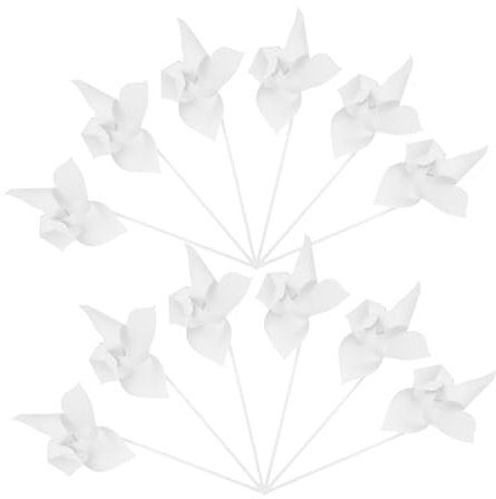 GAROZATION Moulins à Vent en Papier Vierges 12 Pièces pour Garçon Et Filles, Taille Moyenne, Blanc, Jouets De Peinture Créatifs pour Activités De Loisirs en Extérieur Et Décoration De Jardin