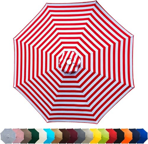 Housse de rechange pour parasol de terrasse 2 m/2,3 m/2,5 m/2,7 m/3 m 6 rayons/8 rayons UV 50+ Housse en tissu pour parasol de plage Jardin Parasols ronds Pièces de rechange (6 rayons 2 m, b
