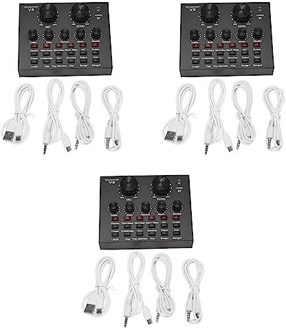 Dxoniislh 3X V8 Carte Son Ensemble Audio Interface Microphone Externe Direct Carte Son Fonction Bluetooth Fonction pour Ordinateur Pc Téléphone Mobile Chanter Enregistrement