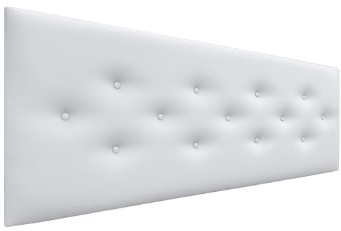 DHOME Testiera in Similpelle o Tessuto ACUALINE con 3 File Intervallate di Bottoni Testata Imbottita Letto di Lusso (Similpelle Bianca, 160cm)