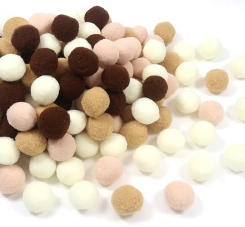 TOAOB 160 Stück Pompons zum Basteln 2.5 cm Kaffee Farben Serie Flauschigen | Hochelastische Bälle Kunst Bommel für Dekorieren, Verzieren Nähen DIY Lustige Kreativen Handwerk