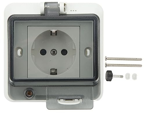Wasserdichte Außensteckdose IP66, Schwer Entflammbar, Wandmontage, Europäischer Standard, PC Material, mit Schlossdesign für Garten und Outdoor