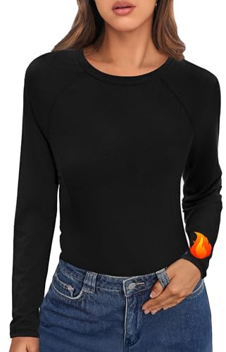 Crewhpo Haut Chaud Femme Manches Longues Coupe Ajustée sous Pull Hiver Doux