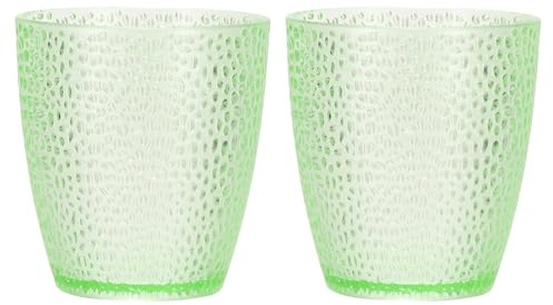 sourcing map Vasos reutilizables de plástico transparente, juego de vasos de agua de 192.8 g, irrompible, apilable, para cerveza, cóctel, agua, jugo, whisky (verde, 2 piezas)
