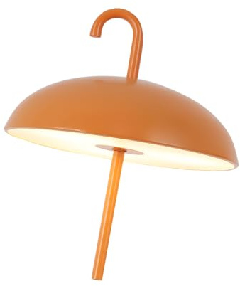SONNENKERZE Regenschirm Tischlampe Orange mit Akku & USB-C | 3-in-1 LED Lampe zum Hängen, Stellen oder Liegen | Deko Lampe in Orange mit Metallständer | Stimmungslicht für Innen & Außen