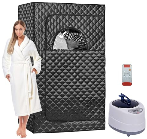 Portable Sauna Steam for Home,Pop-Up Home Sauna Pod Box with 1000W 2L Steamer Generator,Foldable Sauna Tent Steam Room,Remote Control,Personal Home Sauna (Black)