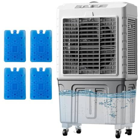 JGJSQYY Enfriador de aire evaporativo industrial comercial de 3 velocidades, portátil, oscilación automática de 120°, tanque de gran capacidad para el hogar, oficina, tienda, solución de refrigeración