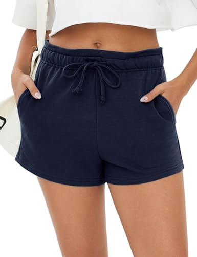 Leversic Bermuda Femme Été avec Cordon Élastique et Poches | Bermuda Femme avec Taille Élastique, Cordon et Poches Pratiques, Idéal pour le Yoga, le Fitness, le Jogging et les Loisirs