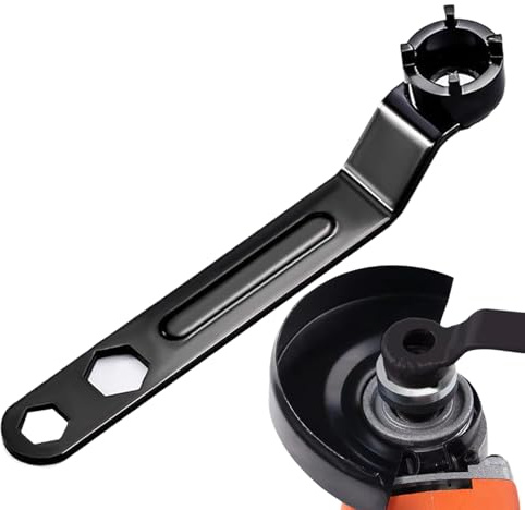 Moreeulsi Lock Nut Wrench - Angle Grinder Key - Four-Claw Anti-Slip Ergonomic Locknut Shaft Precision for Mechanic Deck Building Industrial Applications